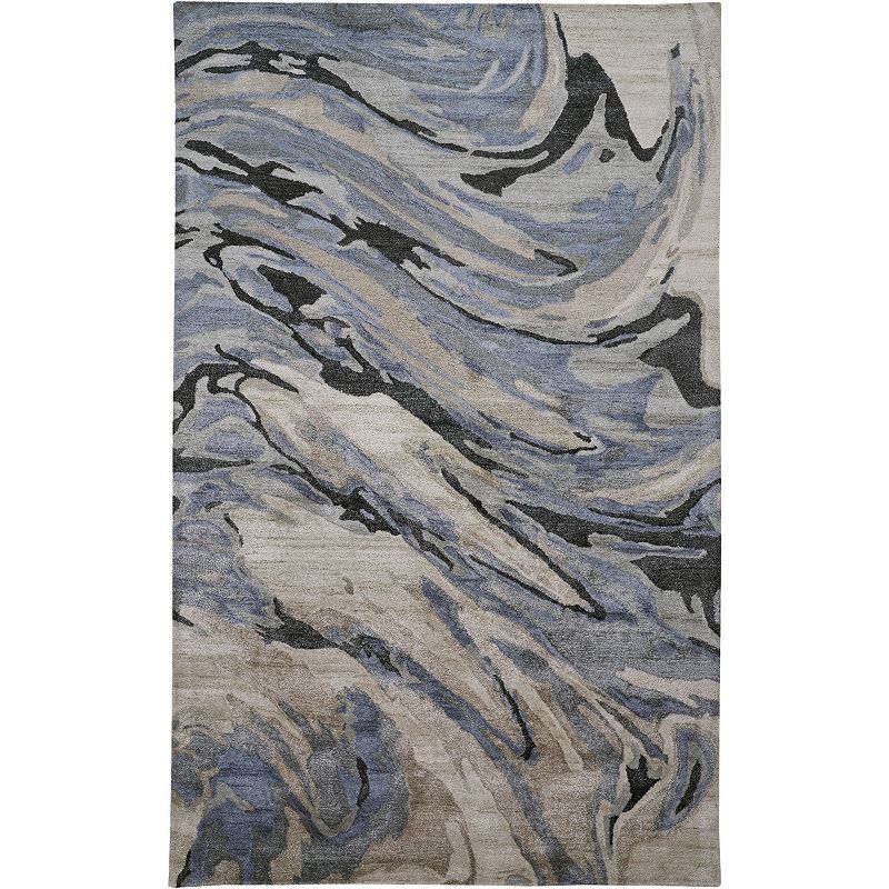 Weave & Wander Orwell Blue Marble Area Rug, 5X8 Ft