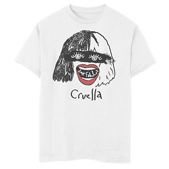Disney's Cruella Boys 6-20 Crude Sketch Portrait Graphic Tee