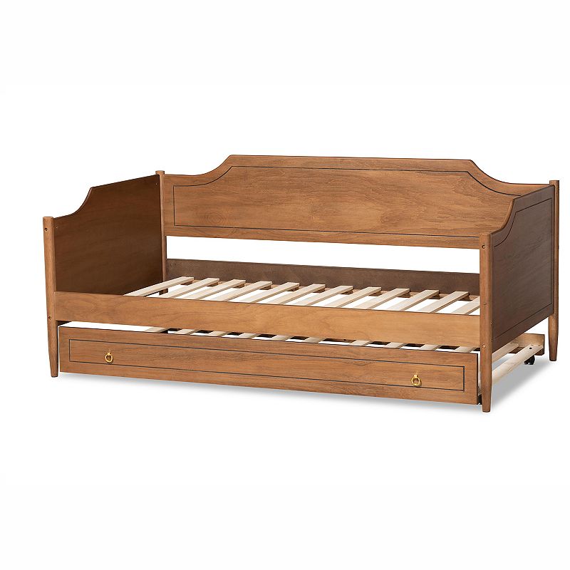Baxton Studio Alya Twin Daybed & Trundle, Brown Gold