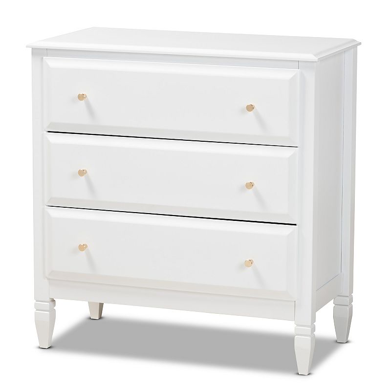 Baxton Studio Naomi 3-Drawer Dresser, White