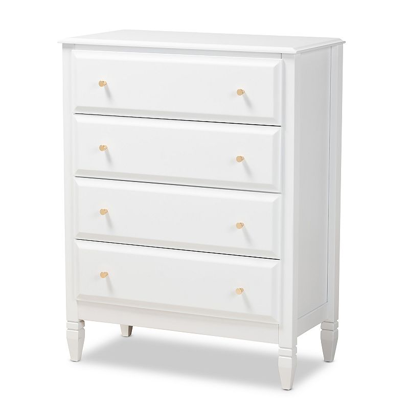 Baxton Studio Naomi 4-Drawer Dresser, White