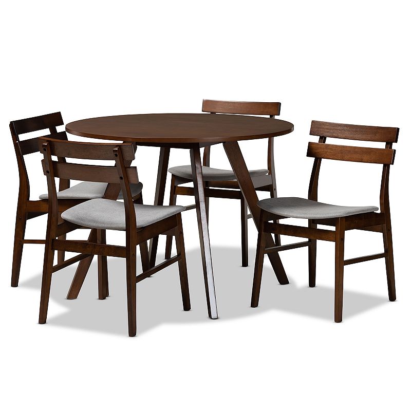 Baxton Studio Eiko Dining Table & Chair 5-piece Set, Grey