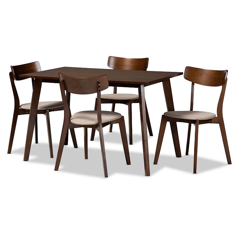 Baxton Studio Nori Dining Table & Chair 5-piece Set, Multicolor