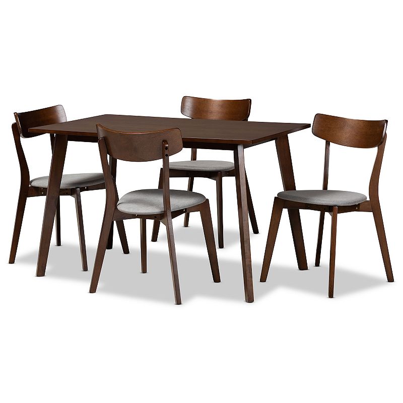 Baxton Studio Nori Dining Table & Chair 5-piece Set, Grey