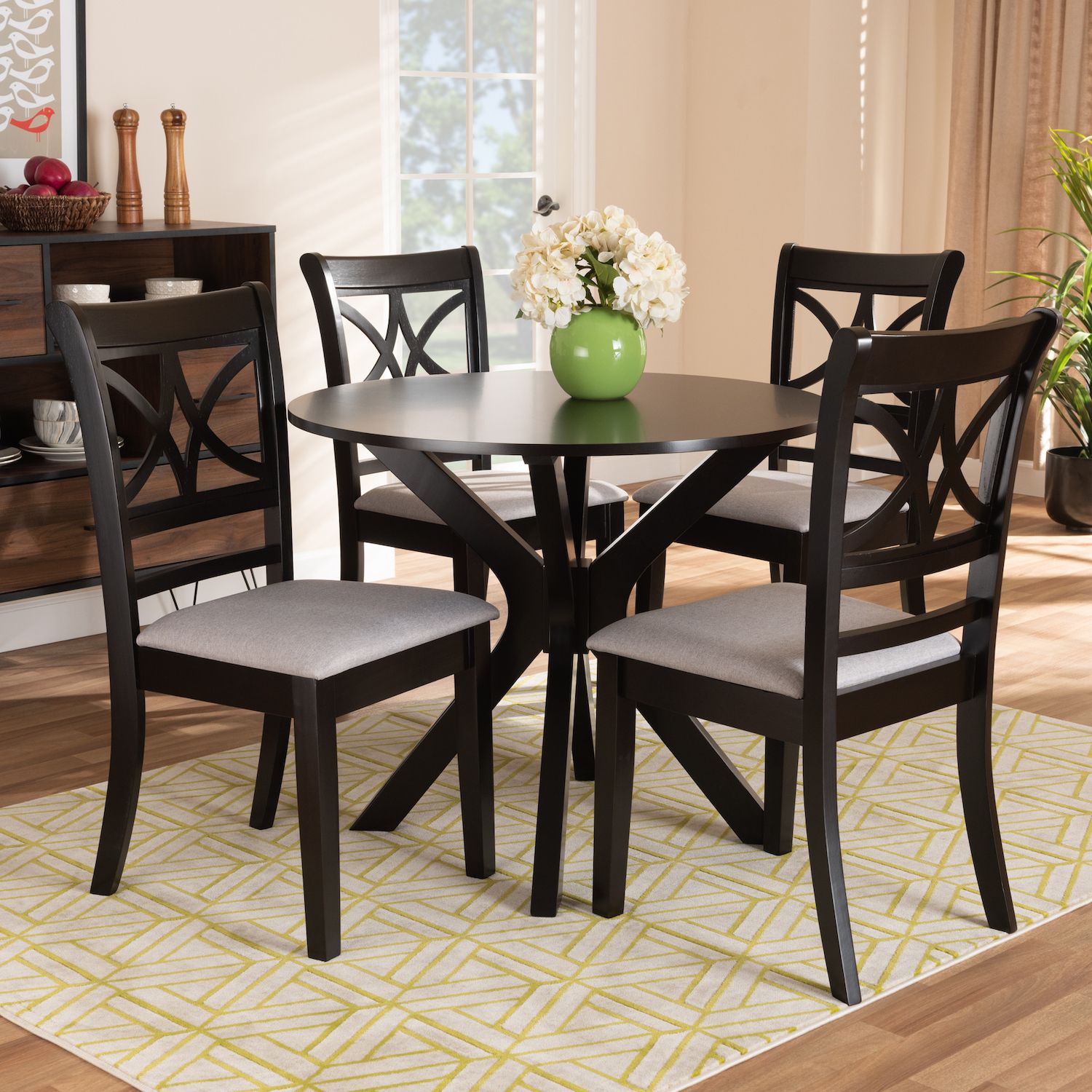 Baxton Studio Julia Dining Table Chair 5 Piece Set   5142730 ALT