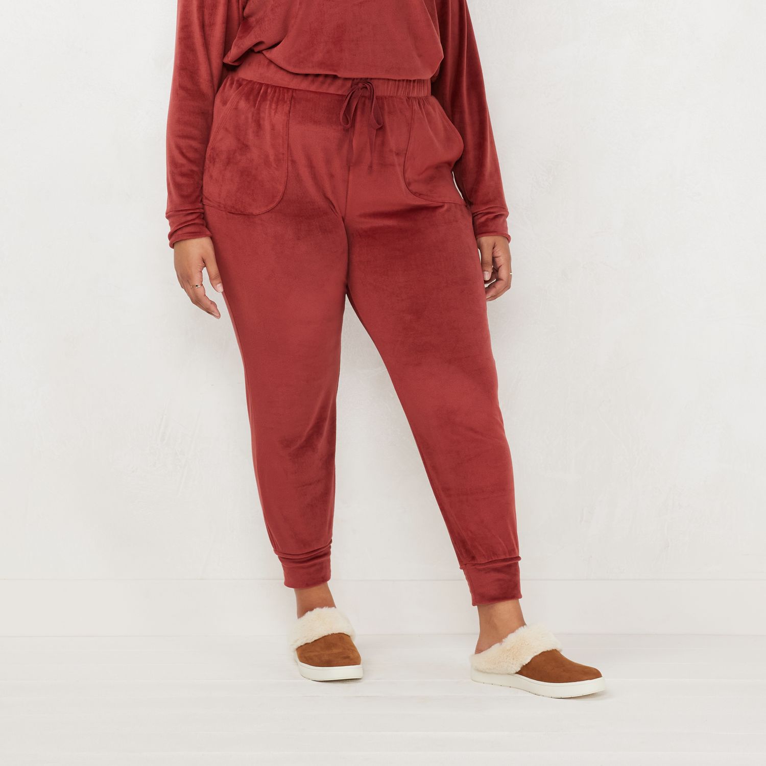 Image for LC Lauren Conrad Plus Size Patch Pocket Velvet Jogger Pants at Kohl's.