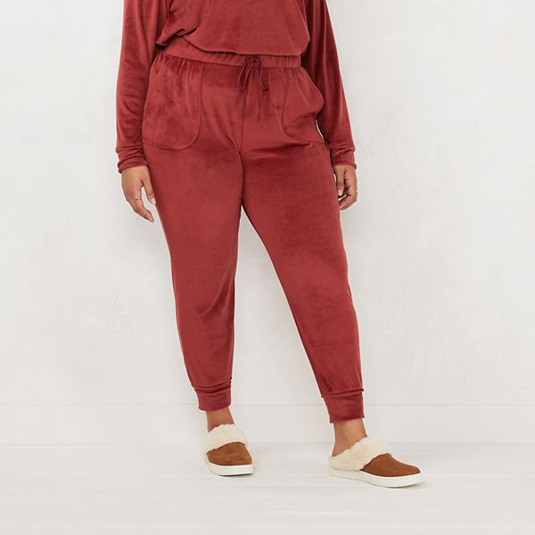 Plus Size LC Lauren Conrad Patch Pocket Velvet Jogger Pants