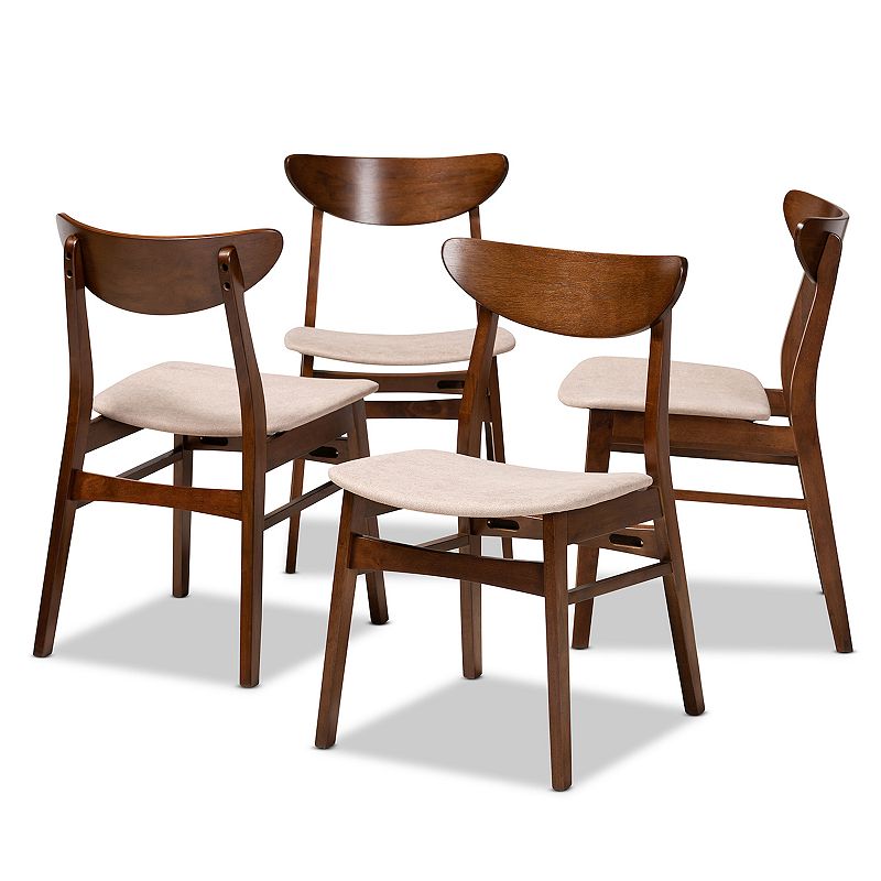Baxton Studio Parlin Dining Chair 4-piece Set, Beig/Green