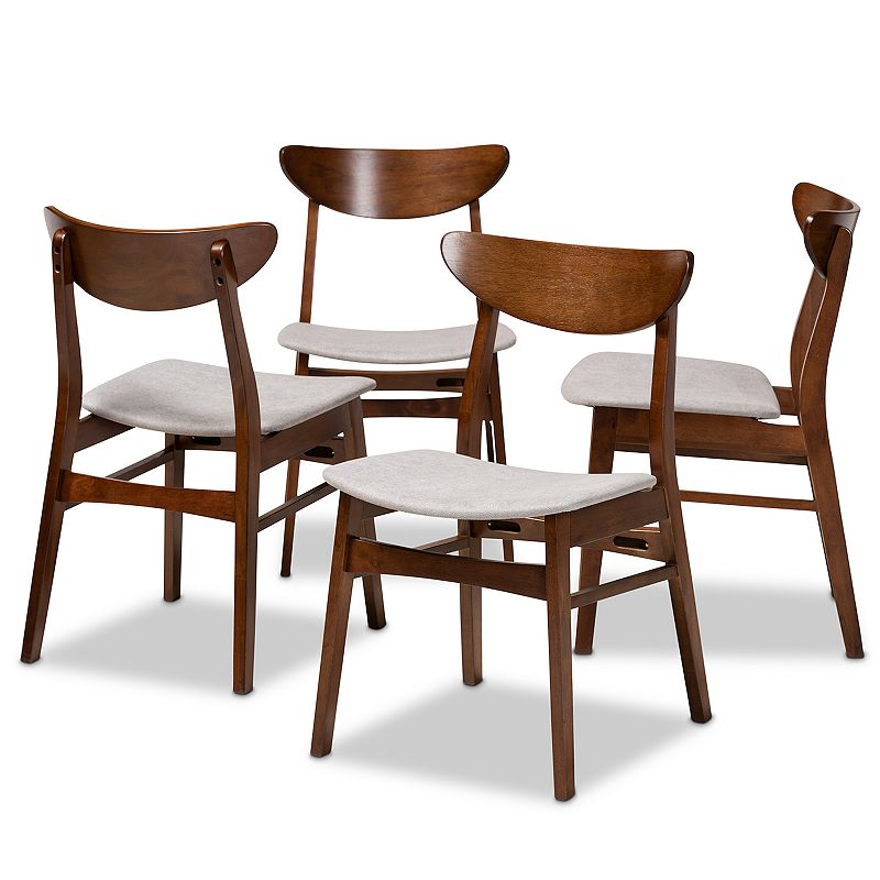 Baxton Studio Parlin Dining Chair 4-piece Set, Light Gray Brown