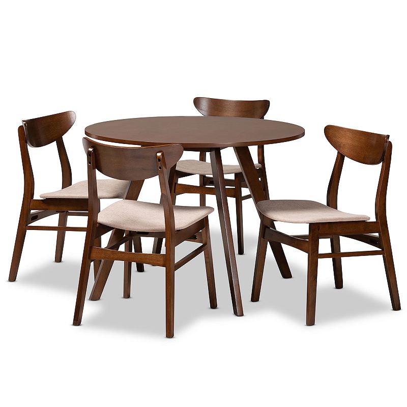 Baxton Studio Philip Dining Table & Chair 5-piece Set, Beig/Green