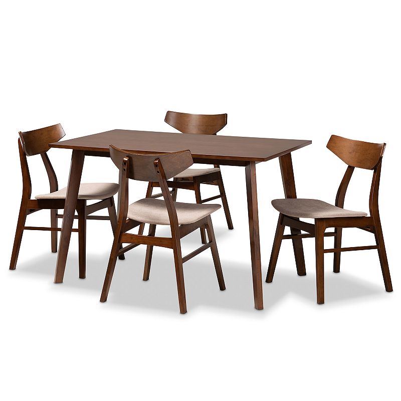 Baxton Studio Lois Dining Table & Chair 5-piece Set, Beig/Green