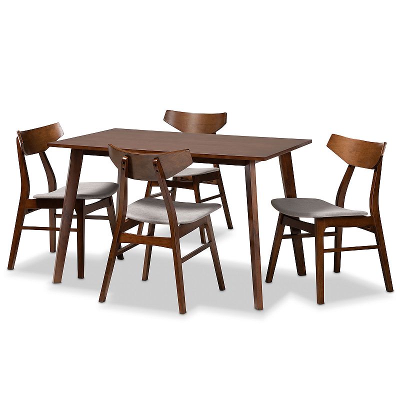 Baxton Studio Lois Dining Table & Chair 5-piece Set, Grey