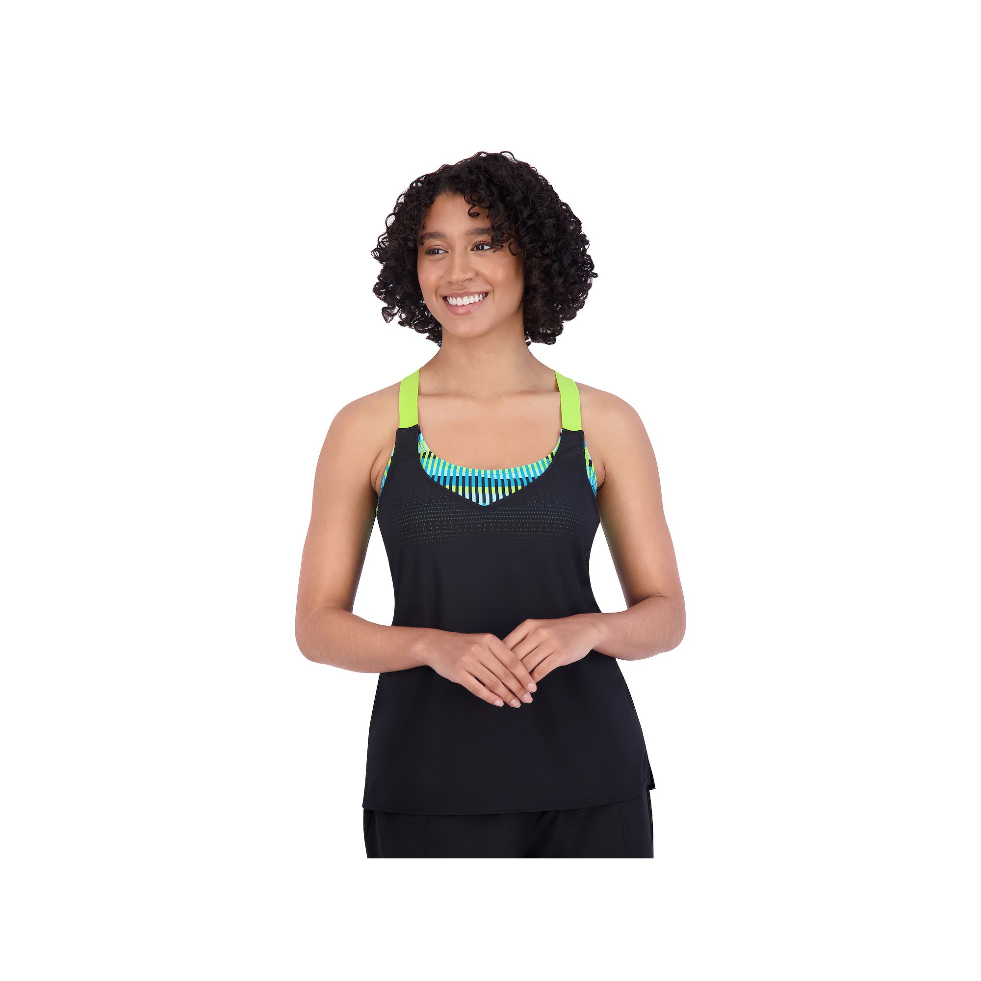 Womens ZeroXposur Comet UPF 30+ 2-in-1 Tankini Top, Size: XS, Pear Keyboar
