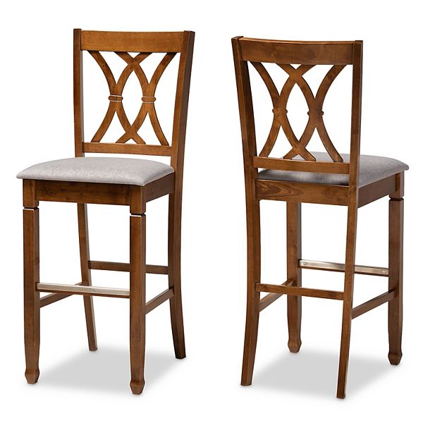 Set of 2 Calista Barstool Gray/Walnut - Baxton Studio