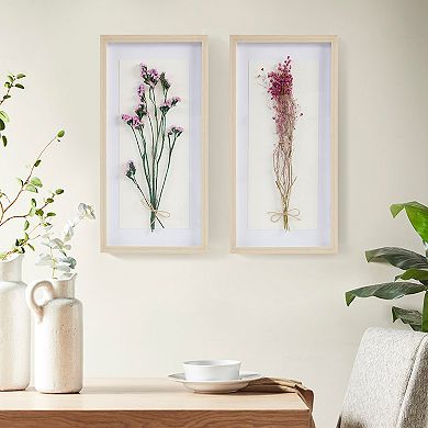 Madison Park Avant Garden Dried Flower 2-piece Shadow Box Wall Decor Set