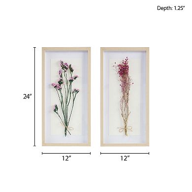 Madison Park Avant Garden Dried Flower 2-piece Shadow Box Wall Decor Set