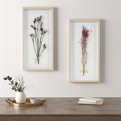 Madison Park Avant Garden Dried Flower 2-piece Shadow Box Wall Decor Set