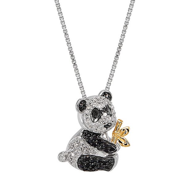 Panda Necklace 1/8 ct tw Diamonds Sterling Silver