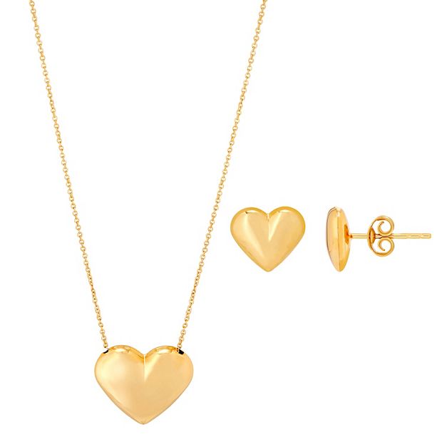 Gold heart necklace deals and earring sets