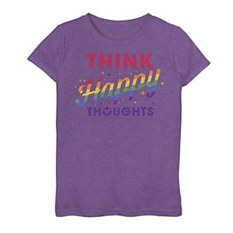 Disney's Girls 7-16 Think Happy Thoughts Gradient Text Tee