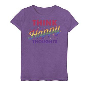 Disney's Girls 7-16 Think Happy Thoughts Gradient Text Tee