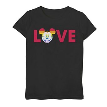 Disney's Mickey And Friends Girls 7-16 Love Mickey Face Text Tee