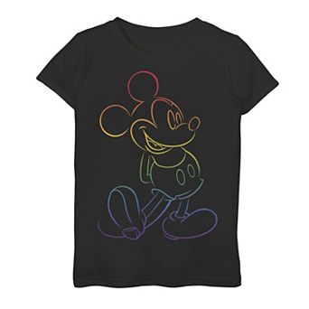 Disney's Mickey Mouse Girls 7-16 Rainbow Line Art Portrait Tee
