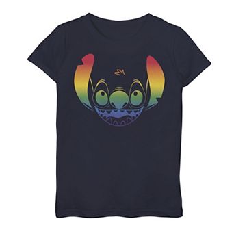 Disney's Lilo & Stitch Girls 7-16 Big Head Gradient Rainbow Portrait Tee
