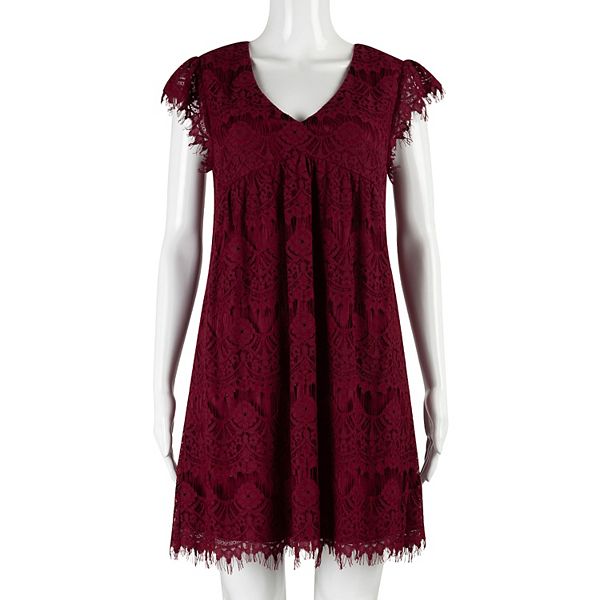 Juniors' Speechless Lace Babydoll Dress with Cap Sleeves