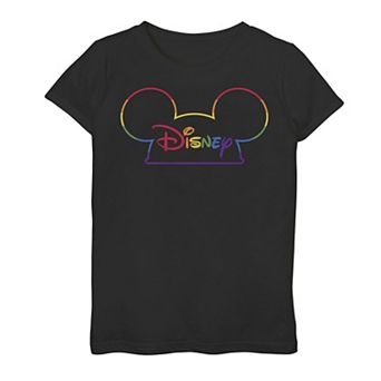 Disney's Mickey Mouse Ears Girls 7-16 Rainbow Line Art Tee
