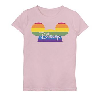 Disney's Rainbow Striped Mickey Mouse Ears Girls 7-16 Tee