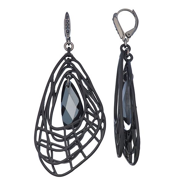Simply Vera Vera Wang Black Woven Orbital Drop Earrings