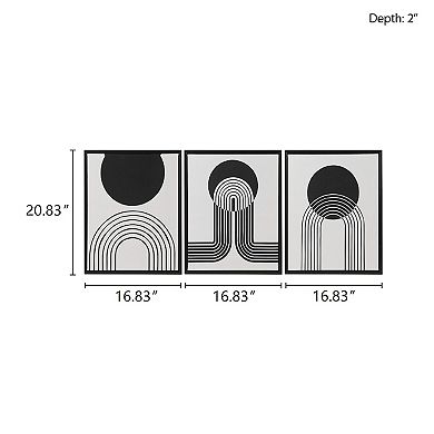 Intelligent Design Cosmic Curl Framed Canvas Wall Art 3-piece Set