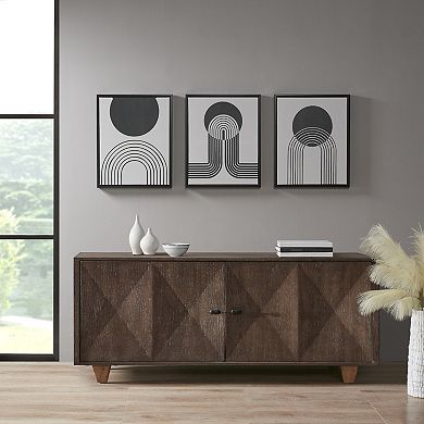 Intelligent Design Cosmic Curl Framed Canvas Wall Art 3-piece Set