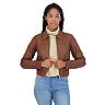 Women's Sebby Collection Faux Leather Bomber Jacket
