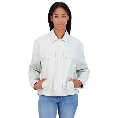 Women's Sebby Collection Faux Leather Shirt Jacket