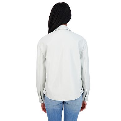 Women's Sebby Collection Faux Leather Shirt Jacket