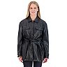 Women's Sebby Collection Faux Leather Belted Shirt Jacket