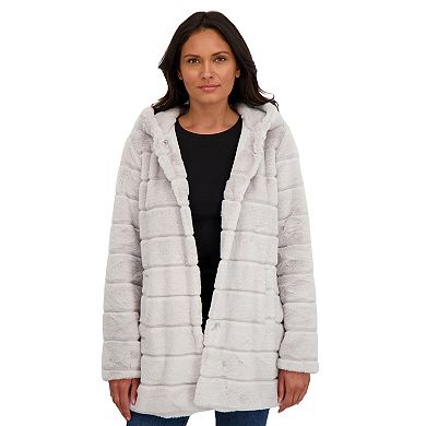 Women's Sebby Collection Reversible Hood Faux-Fur Coat