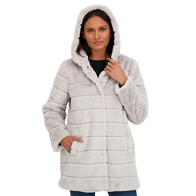 Women's Sebby Collection Reversible Hood Faux-Fur Coat