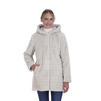 Women's Sebby Collection Hooded Reversible Faux-Fur Coat