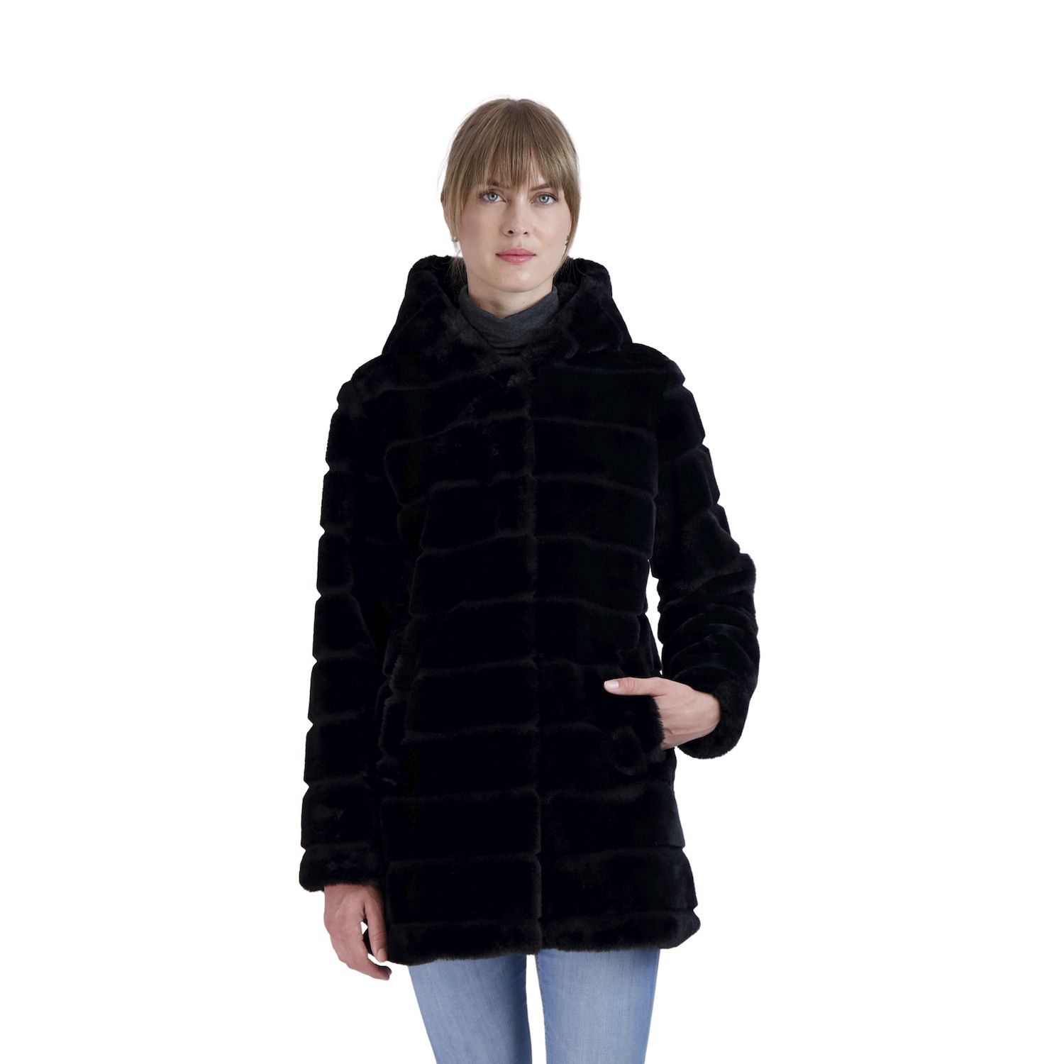 kohls black fur coat
