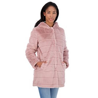 Women's Sebby Collection Hooded Reversible Faux-Fur Coat