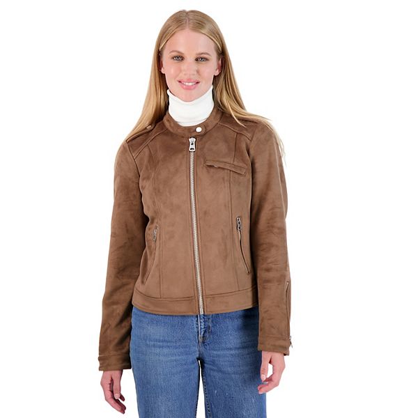 Womens Sebby Collection Women s Sebby Bonded Faux Suede Racing Jacket