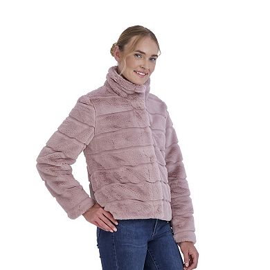 Women's Sebby Collection Reversible Grooved Faux Fur Jacket