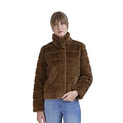 Women's Faux Leather Short Puffer Vest - S.e.b. By Sebby : Target