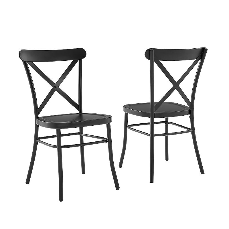 Crosley Camille 2-Piece Metal Chair Set, Black