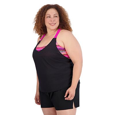 Plus Size ZeroXposur Comet Racerback 2 in 1 Tankini Top
