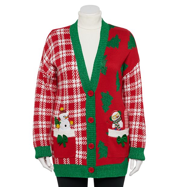 Plus Size Celebrate Togehter™ Button Front Christmas Sweater Cardigan