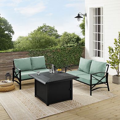 Crosley Kaplan 3-Piece Outdoor Metal Conversation Set with Fire Table